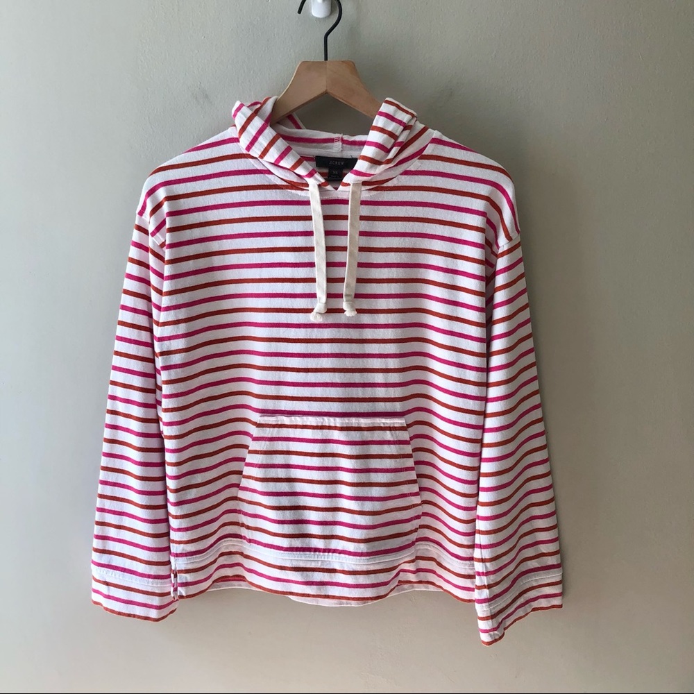 J. CREW Wide Sleeve Hoodie in Striped Mariner Cloth